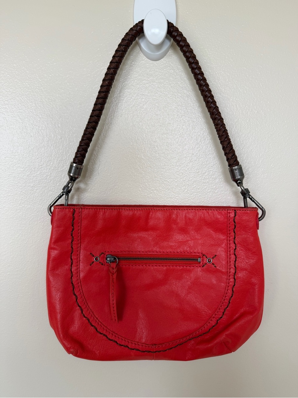 THE SAK Bright Red Woven Strap Hobo Shoulder Bag